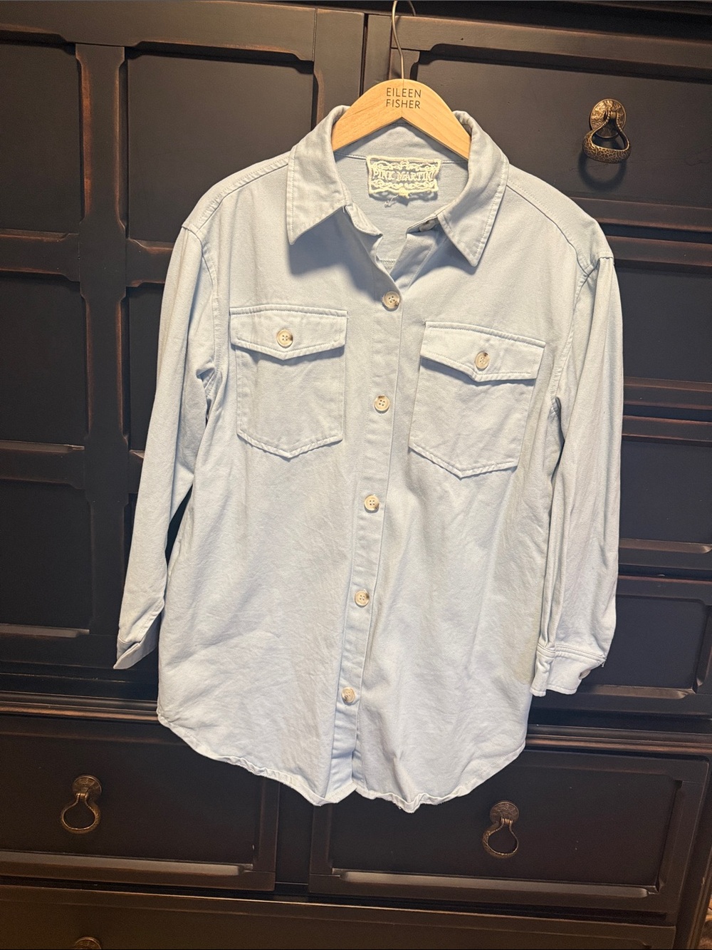 Pink Martini Light Blue Button-Front Utility Shirt